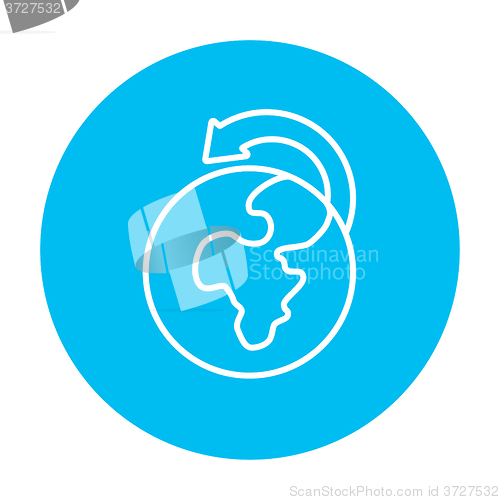 Image of World wide cargo transportation line icon.