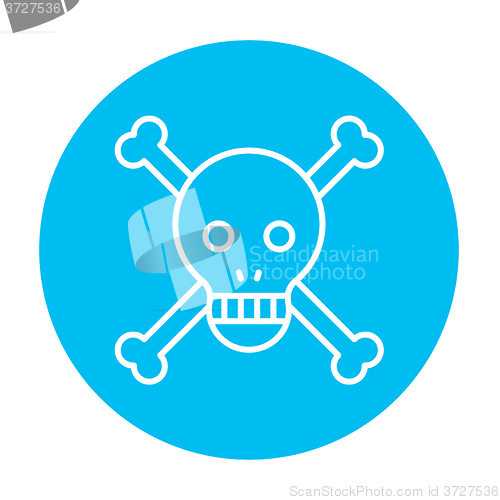 Image of Skull and cross bones line icon.