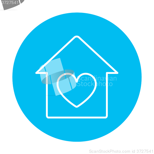 Image of House with heart symbol line icon.