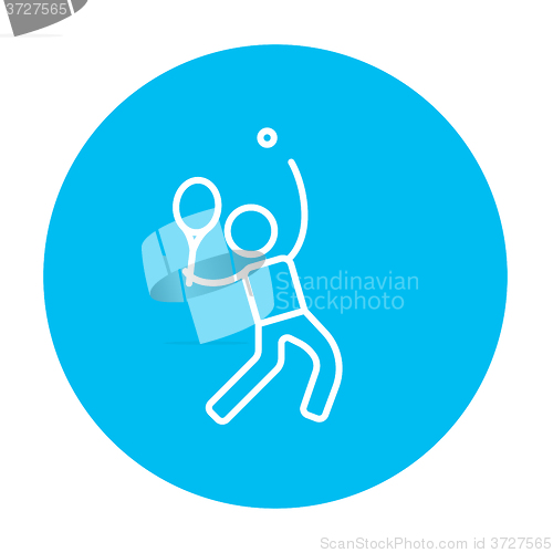 Image of Man playing big tennis line icon.
