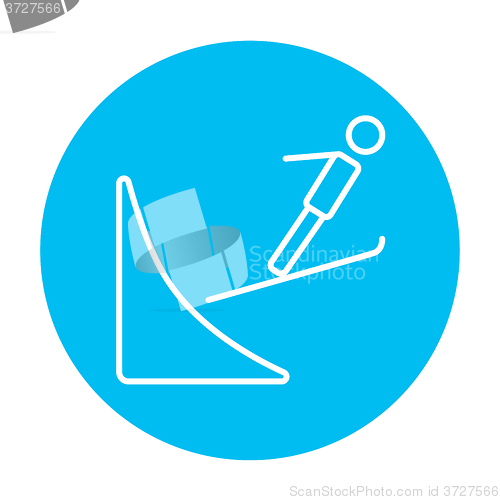 Image of Ski jumping line icon.