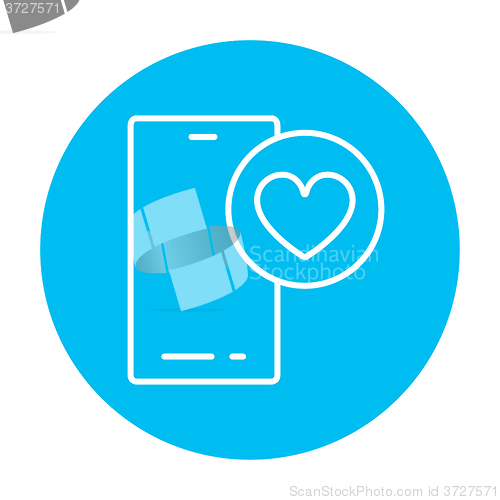 Image of Smartphone with heart sign line icon.