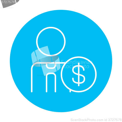 Image of Man with dollar sign line icon.