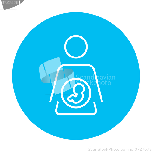 Image of Baby fetus in mother womb line icon.