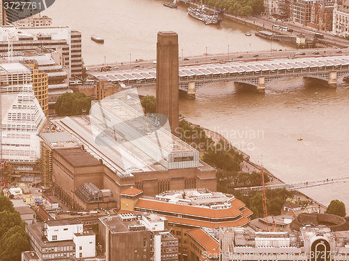Image of Retro looking Aerial view of London