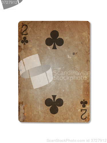Image of Very old playing card, two of clubs