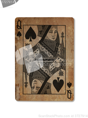 Image of Very old playing card, Queen of spades