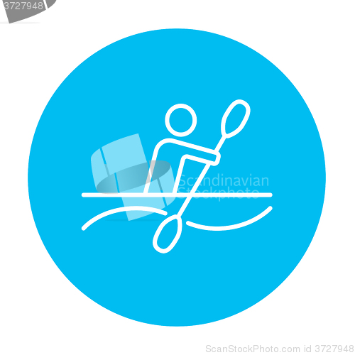 Image of Man kayaking line icon.