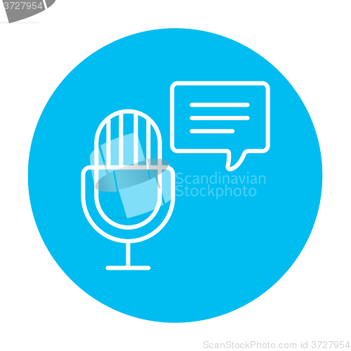 Image of Microphone with speech square line icon.