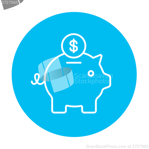 Image of Piggy bank with dollar coin line icon.