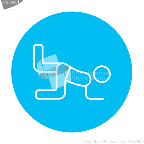 Image of Man exercising buttocks line icon.