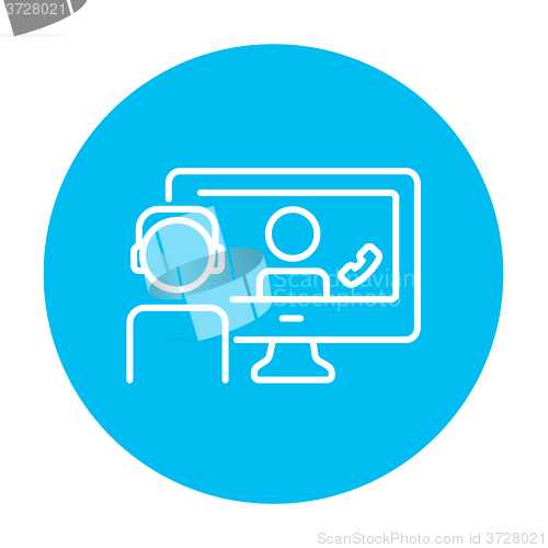 Image of Online education line icon.