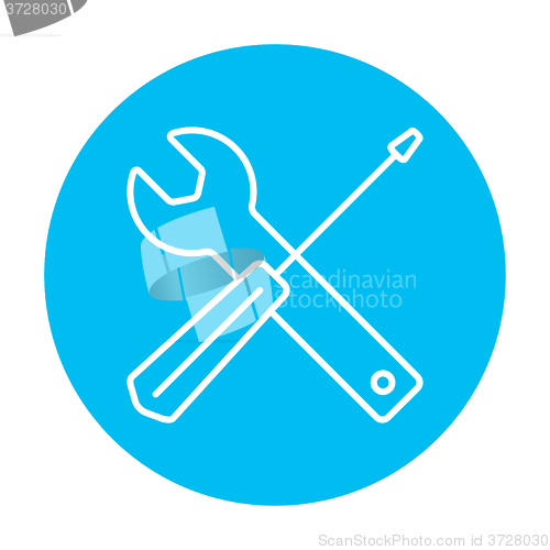 Image of Screwdriver and wrench tools line icon.