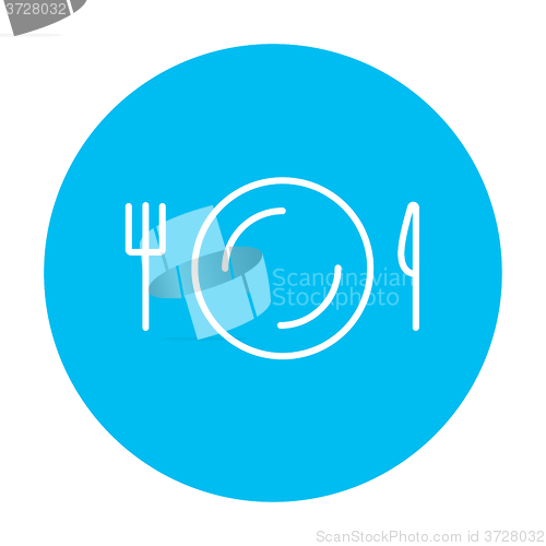 Image of Plate with cutlery line icon.