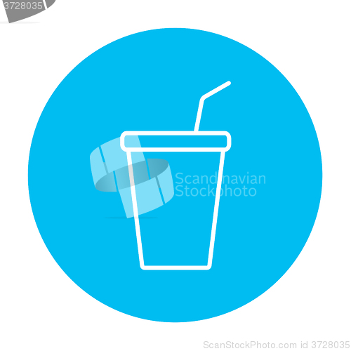Image of Disposable cup with drinking straw line icon.