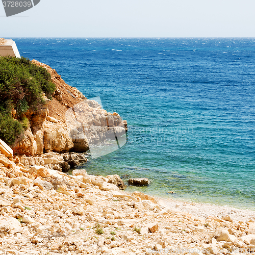 Image of asia in thurkey antalya lycia way water rocks and sky near the n