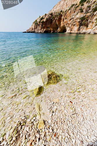 Image of asia in thurkey antalya lycia way water rocks and sky near the n