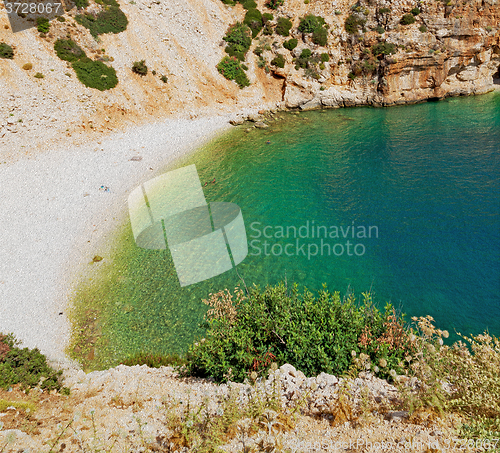 Image of asia in thurkey antalya lycia way water rocks and sky near the n