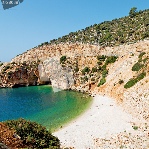 Image of asia in thurkey antalya lycia way water rocks and sky near the n