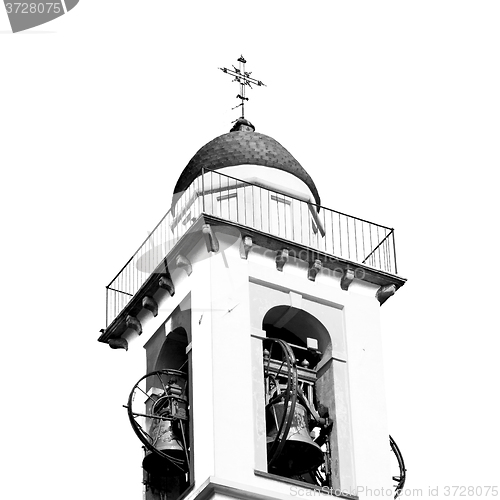 Image of ancien clock tower in italy europe old  stone and bell