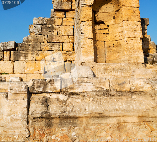 Image of history pamukkale    old construction in asia turkey the column 