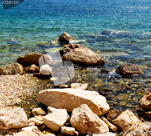 Image of asia in thurkey antalya lycia way water rocks and sky near the n