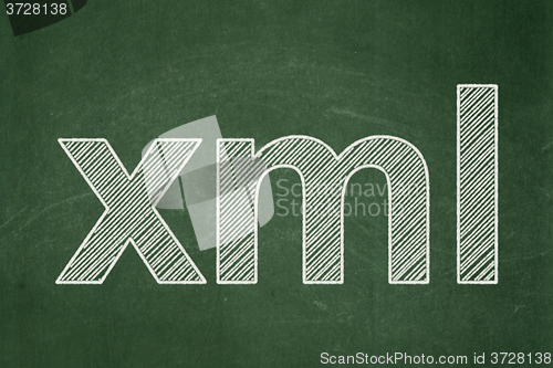 Image of Software concept: Xml on chalkboard background