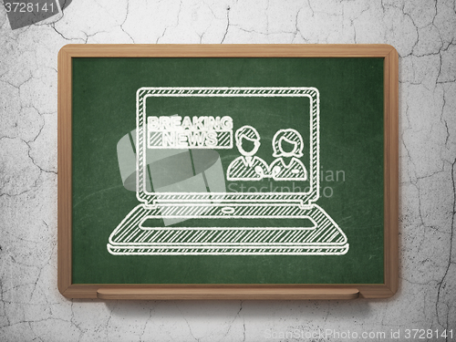 Image of News concept: Breaking News On Laptop on chalkboard background