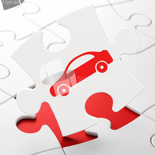 Image of Tourism concept: Car on puzzle background