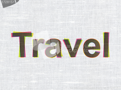 Image of Travel concept: Travel on fabric texture background