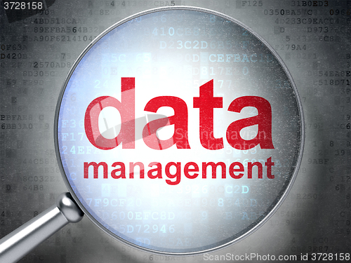 Image of Data concept: Data Management with optical glass