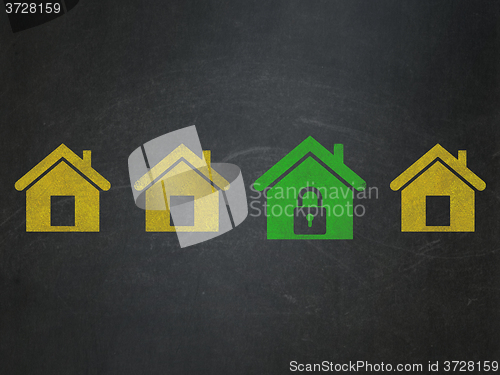 Image of Security concept: home icon on School Board background