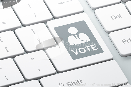 Image of Politics concept: Ballot on computer keyboard background