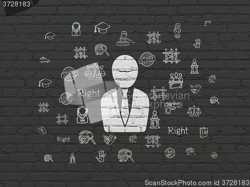 Image of Law concept: Business Man on wall background