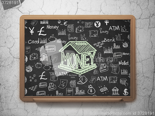 Image of Banking concept: Money Box on School Board background