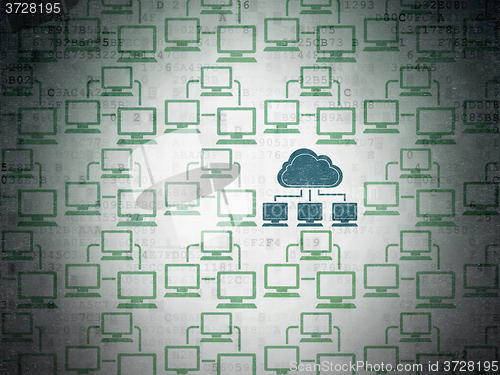 Image of Cloud computing concept: cloud network icon on Digital Paper background