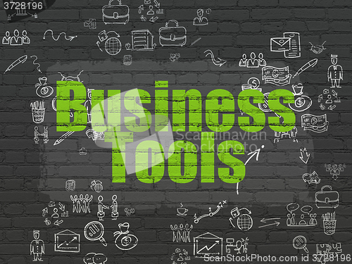 Image of Business concept: Business Tools on wall background