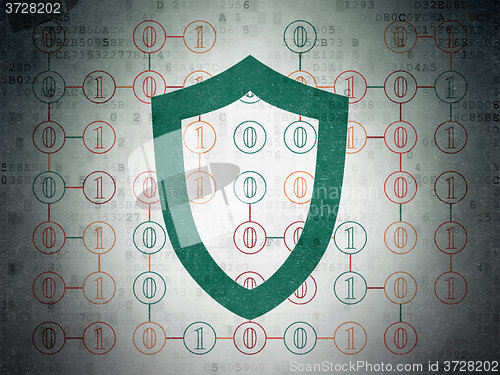 Image of Security concept: Contoured Shield on Digital Paper background