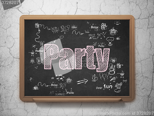 Image of Holiday concept: Party on School Board background