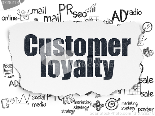 Image of Advertising concept: Customer Loyalty on Torn Paper background