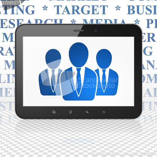 Image of Marketing concept: Tablet Computer with Business People on display