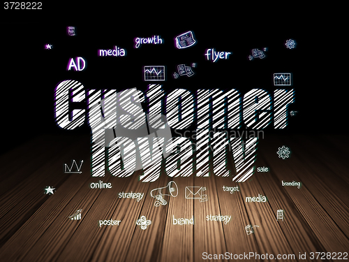 Image of Marketing concept: Customer Loyalty in grunge dark room