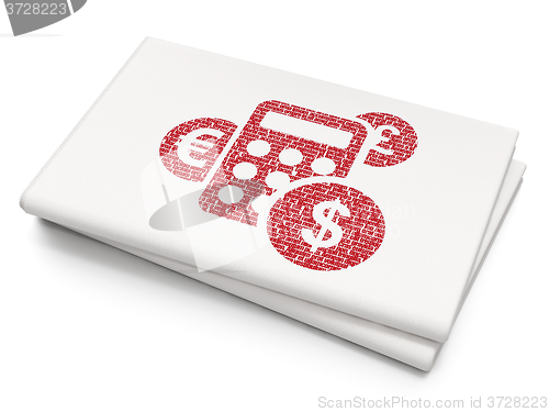 Image of Advertising concept: Calculator on Blank Newspaper background