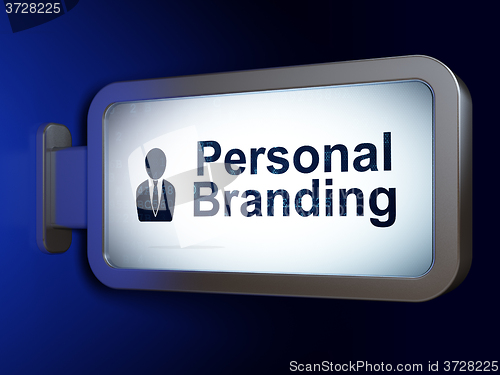 Image of Advertising concept: Personal Branding and Business Man on billboard background