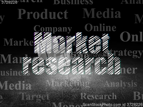 Image of Advertising concept: Market Research in grunge dark room