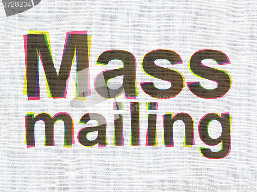 Image of Advertising concept: Mass Mailing on fabric texture background