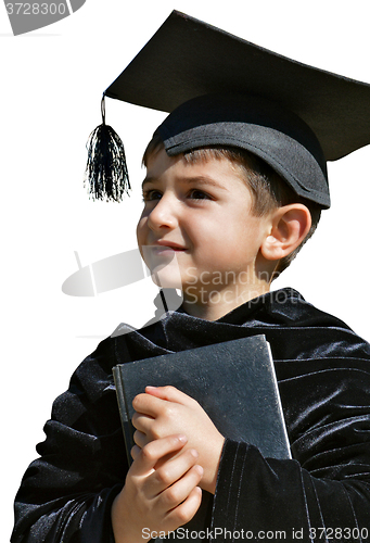 Image of Cute kid graduate with graduation cap