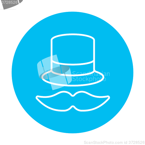 Image of Hat and mustache line icon.
