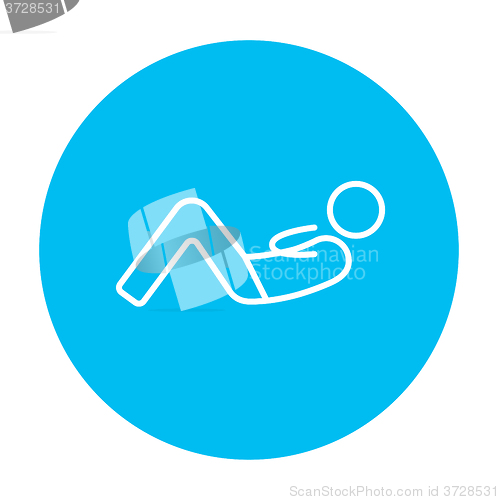 Image of Man doing abdominal crunches line icon.