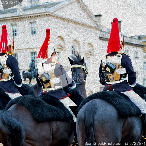 Image of in london england horse and cavalry for    the queen